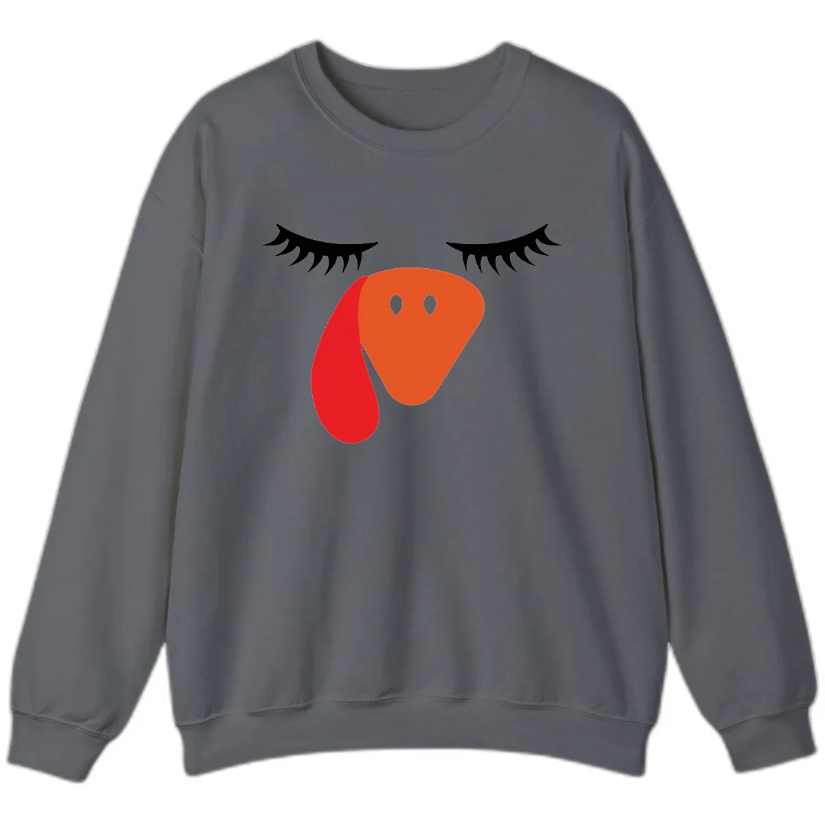Funny Turkey Face Thanksgiving Sweatshirt in Charcoal