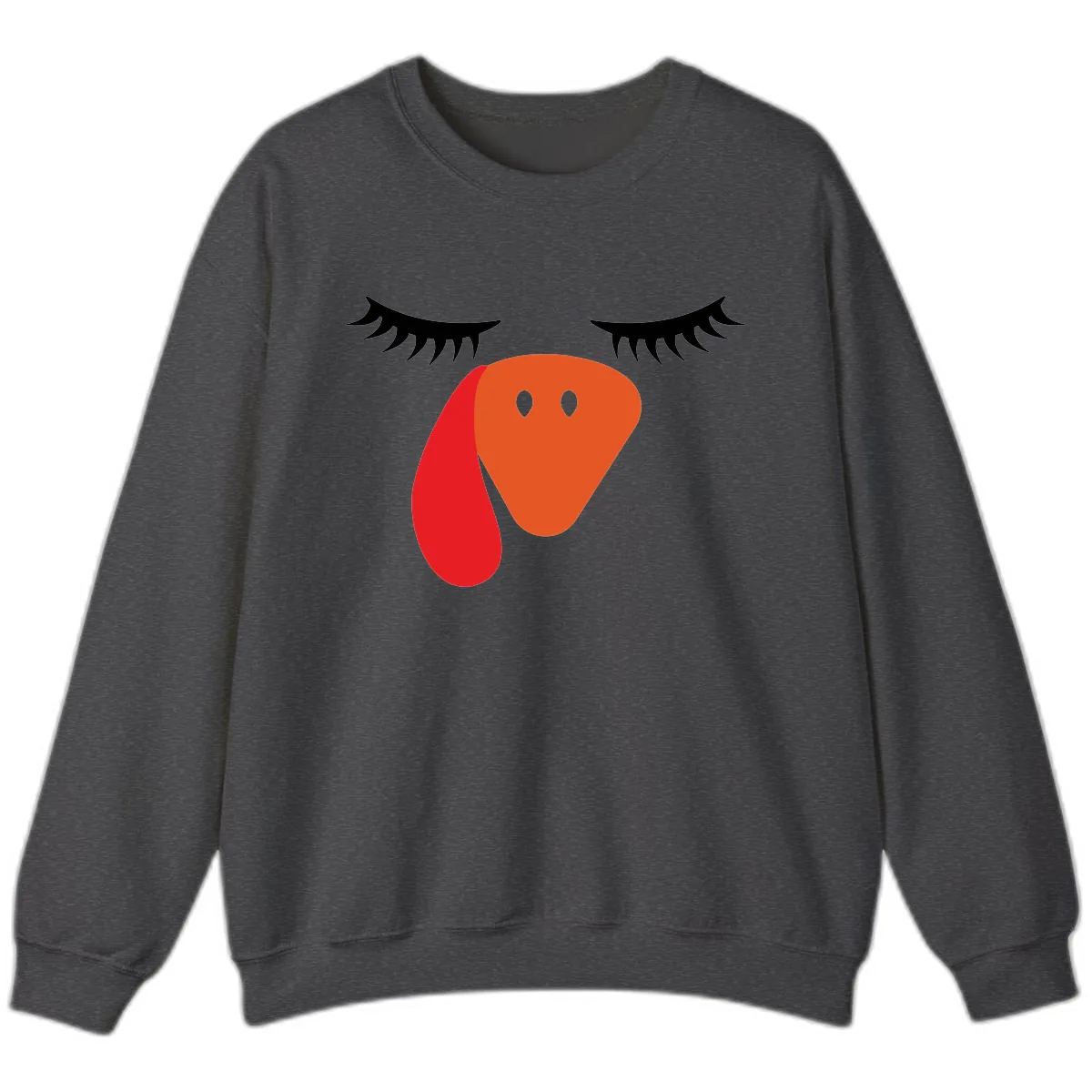 Funny Turkey Face Thanksgiving Sweatshirt in Dark Heather