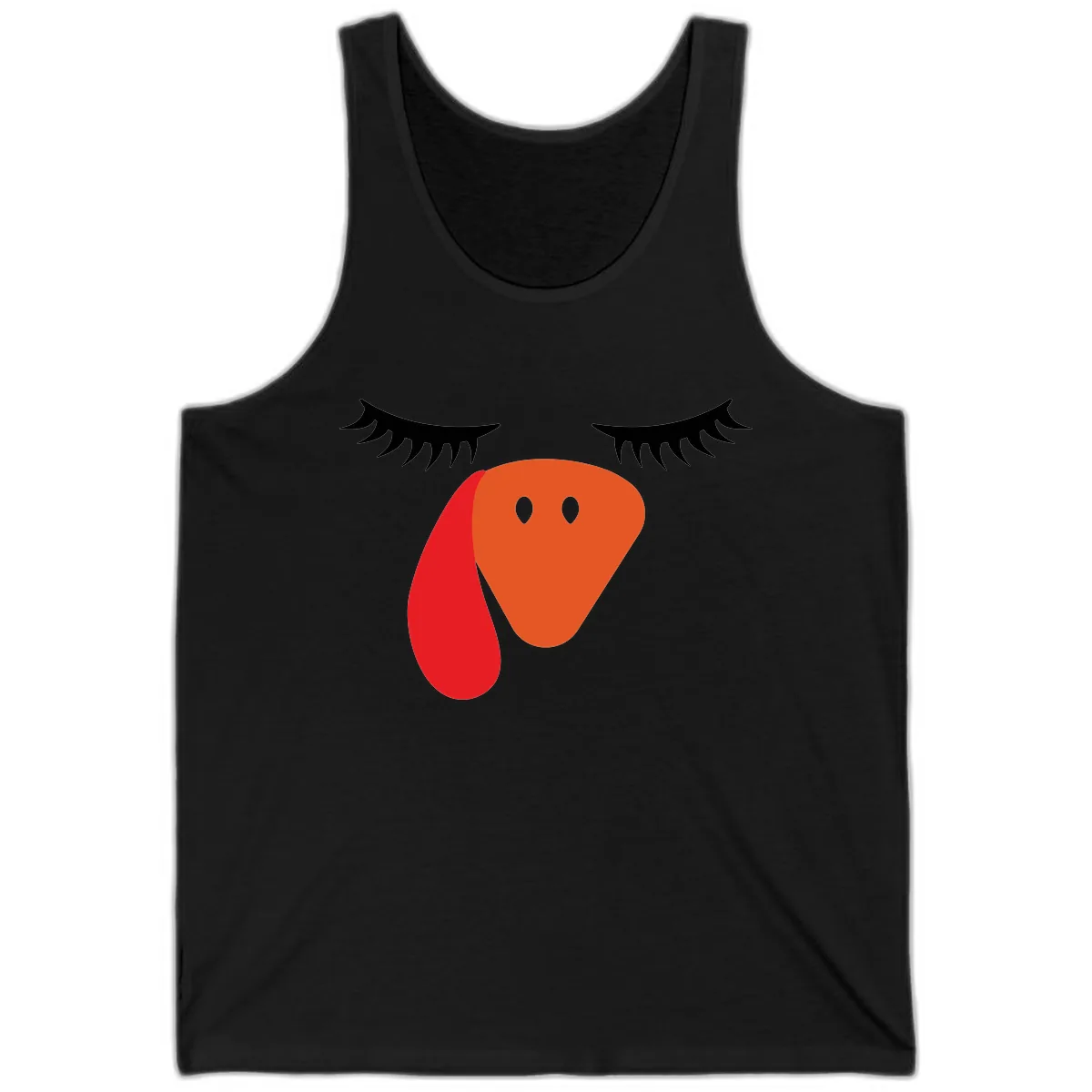 Funny Turkey Face Thanksgiving Tank in Black