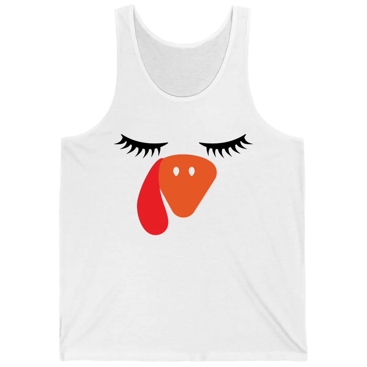 Funny Turkey Face Thanksgiving Tank in White