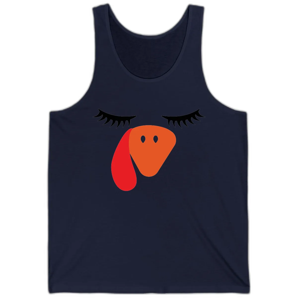 Funny Turkey Face Thanksgiving Tank in Navy
