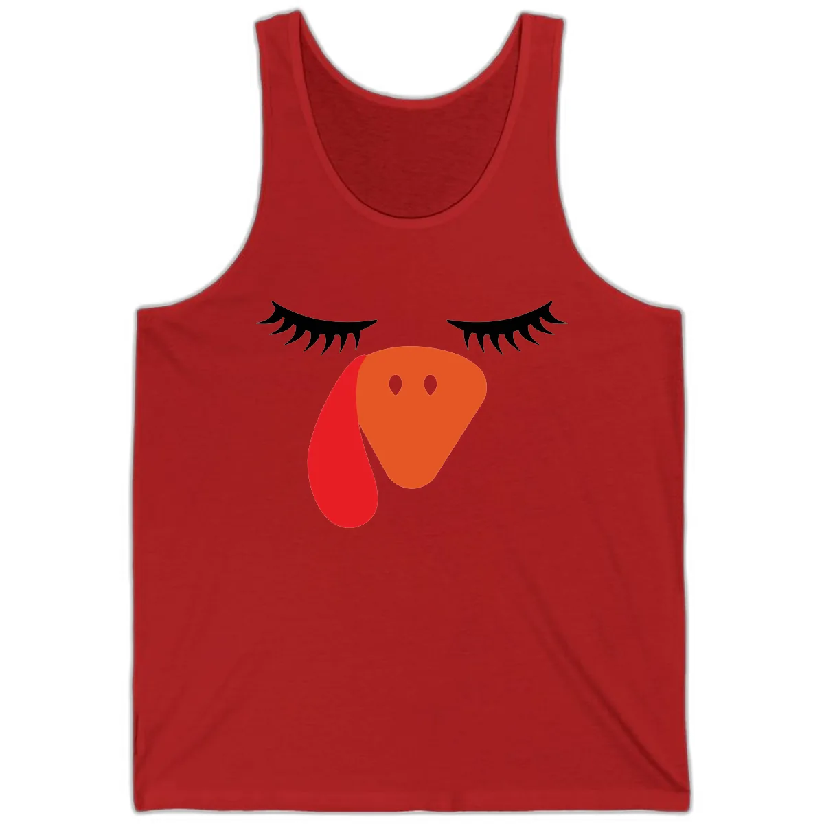 Funny Turkey Face Thanksgiving Tank in Red