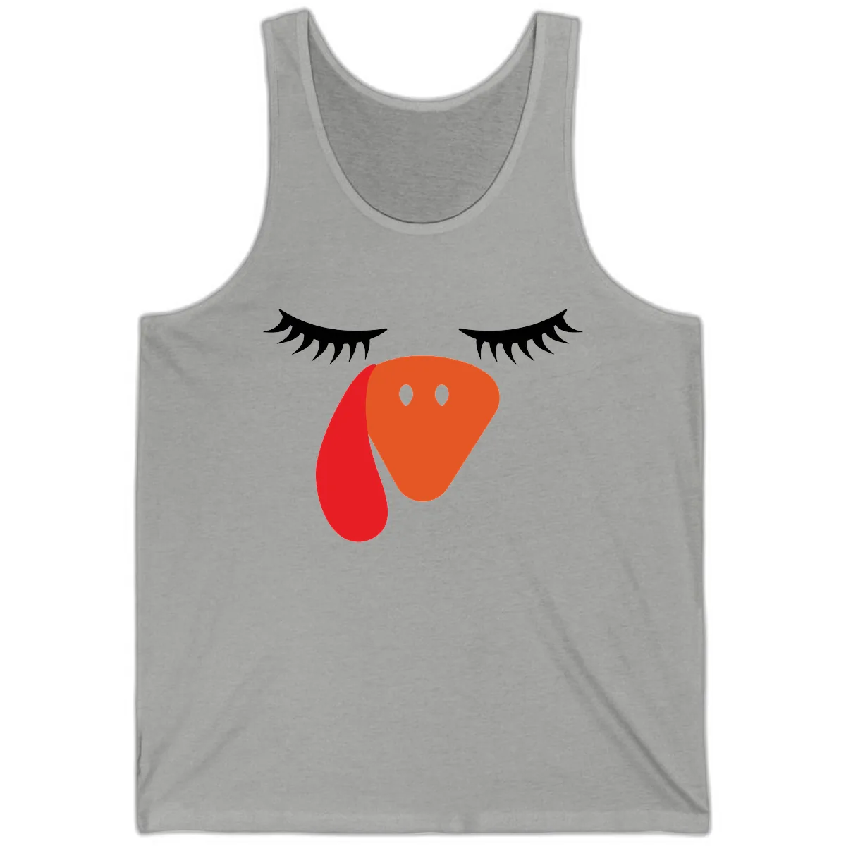 Funny Turkey Face Thanksgiving Tank in Athletic Heather