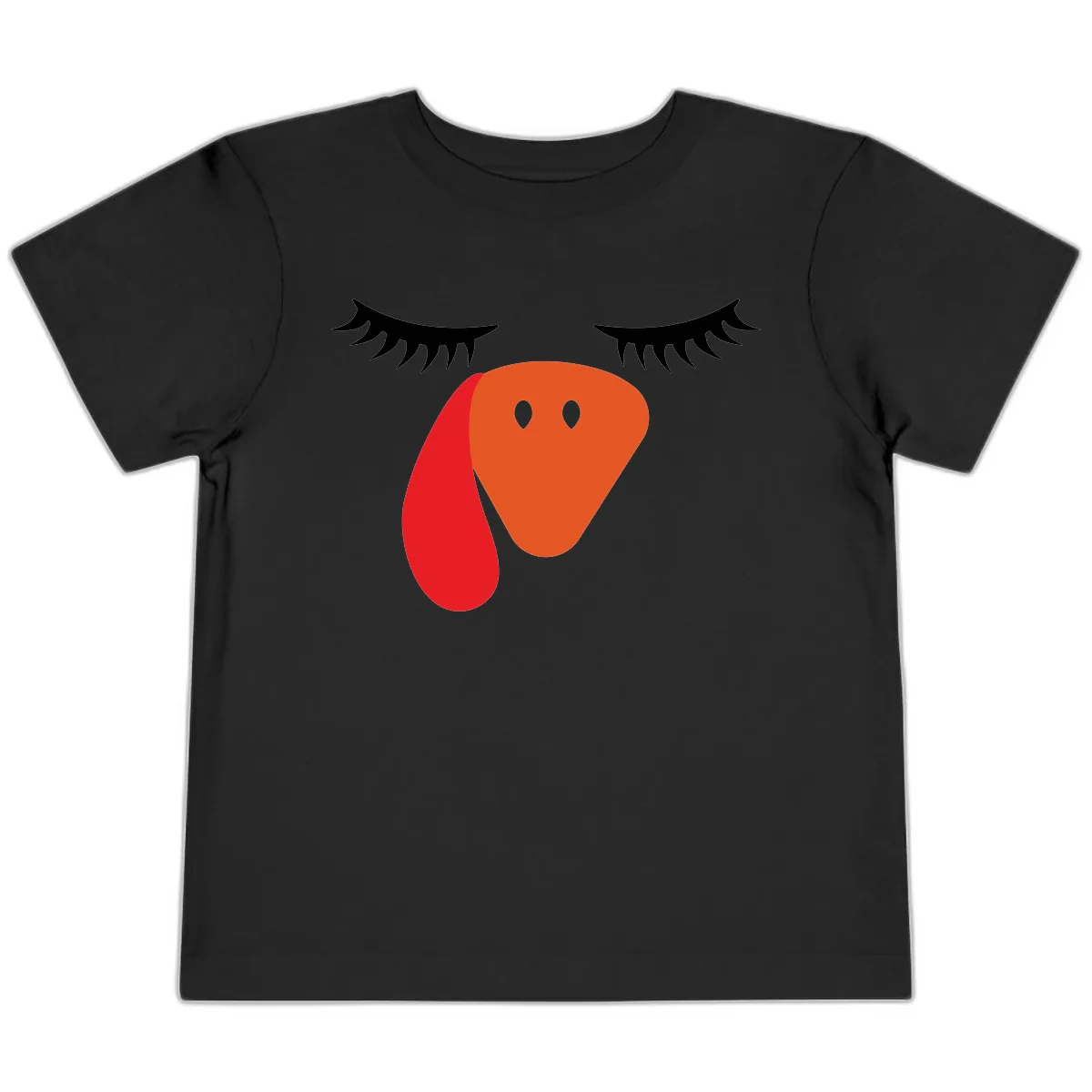 Funny Turkey Face Thanksgiving Toddler T-Shirt in Black