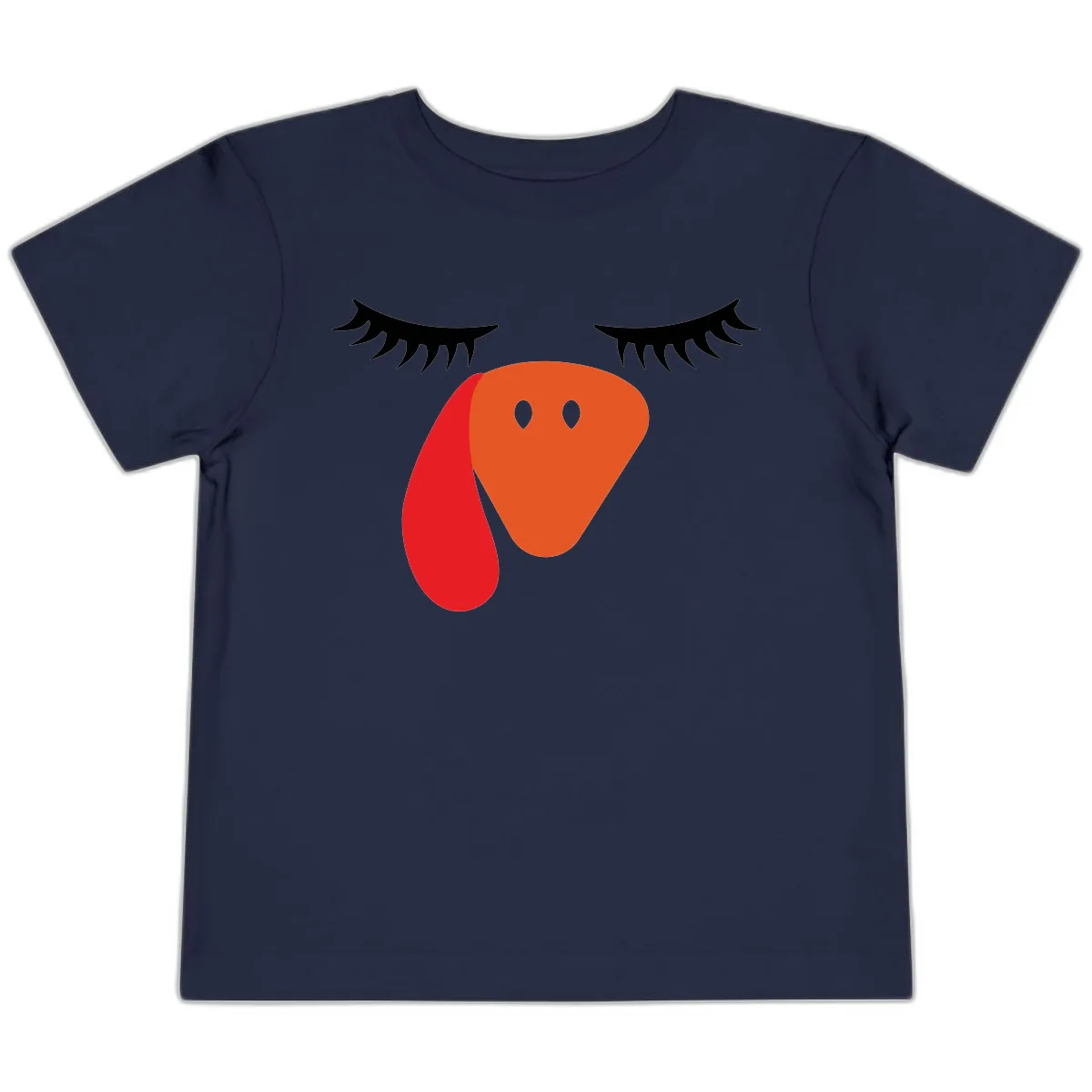 Funny Turkey Face Thanksgiving Toddler T-Shirt in Navy