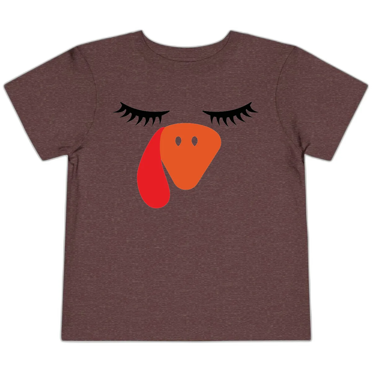 Funny Turkey Face Thanksgiving Toddler T-Shirt in Heather Maroon
