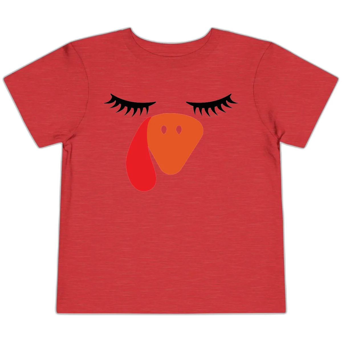 Funny Turkey Face Thanksgiving Toddler T-Shirt in Heather Red