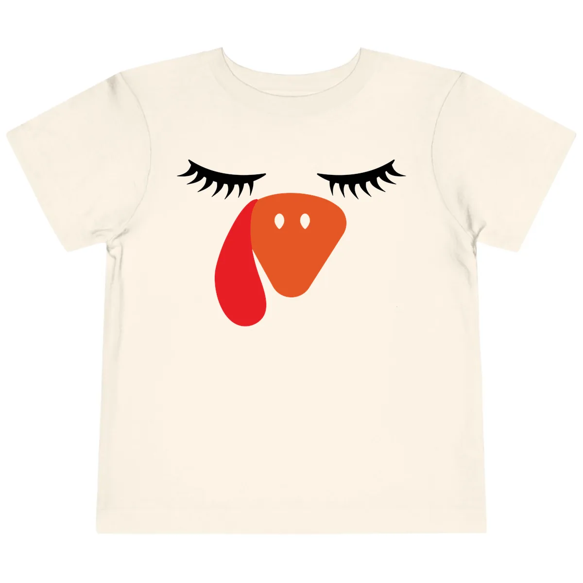 Funny Turkey Face Thanksgiving Toddler T-Shirt in Natural