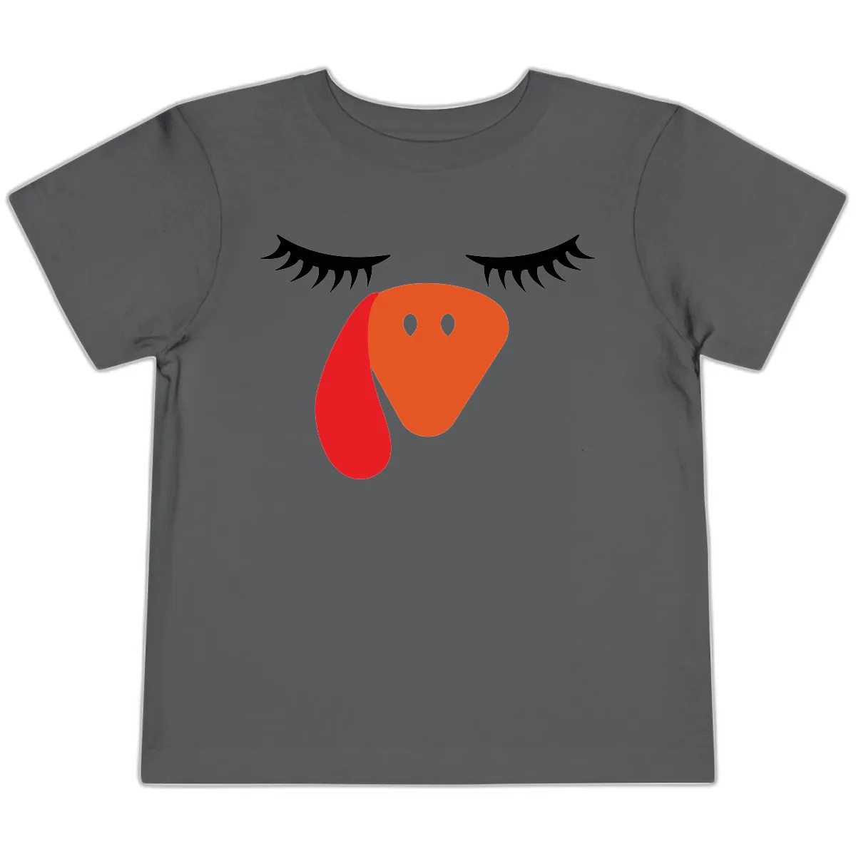 Funny Turkey Face Thanksgiving Toddler T-Shirt in Asphalt