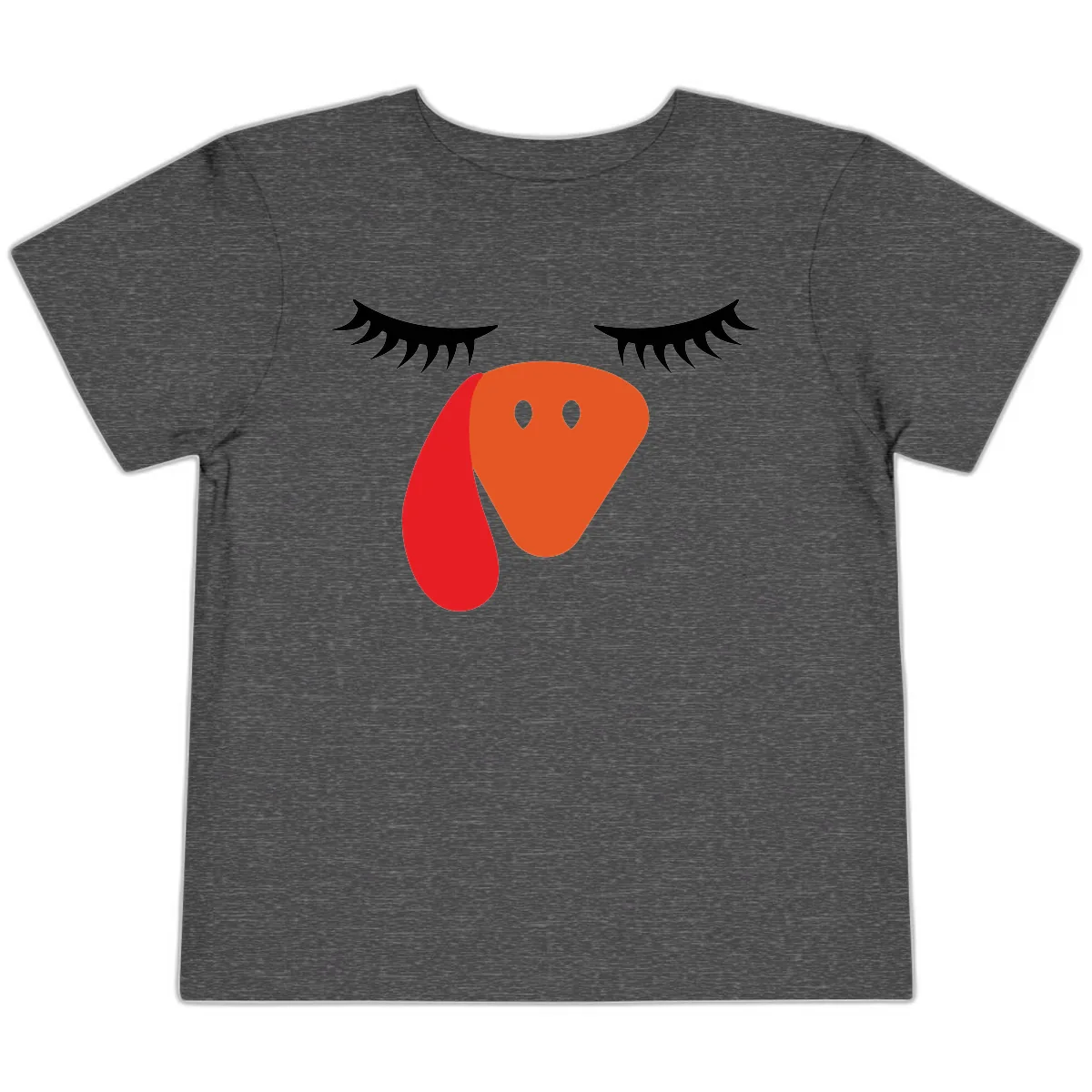 Funny Turkey Face Thanksgiving Toddler T-Shirt in Dark Heather Grey