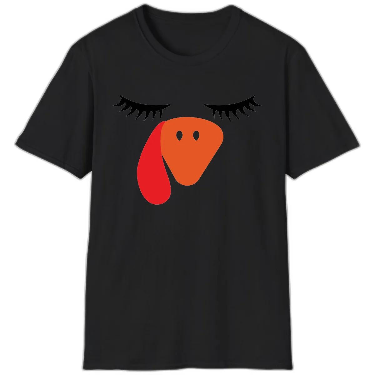 Funny Turkey Face Thanksgiving T-Shirt in Black