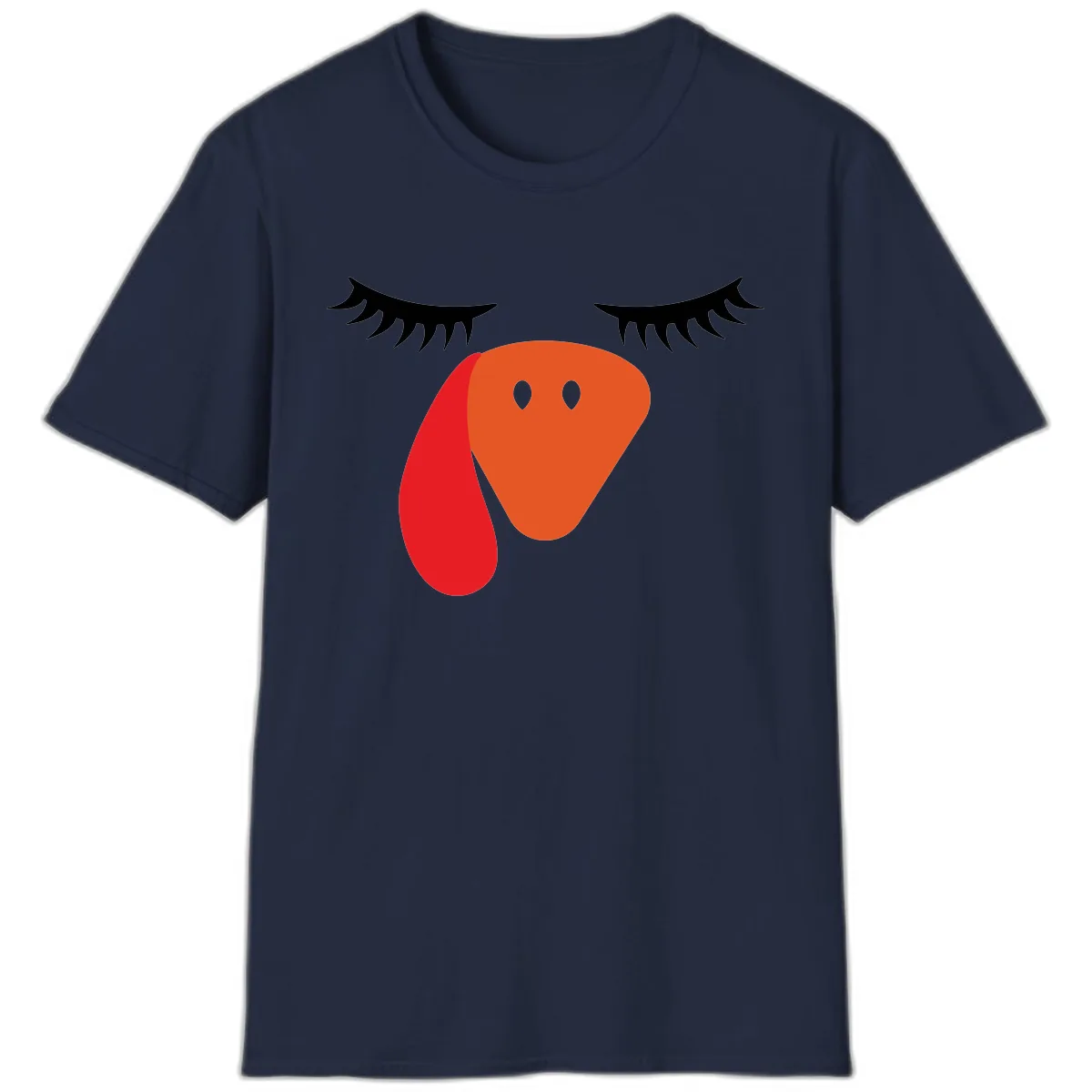 Funny Turkey Face Thanksgiving T-Shirt in Navy