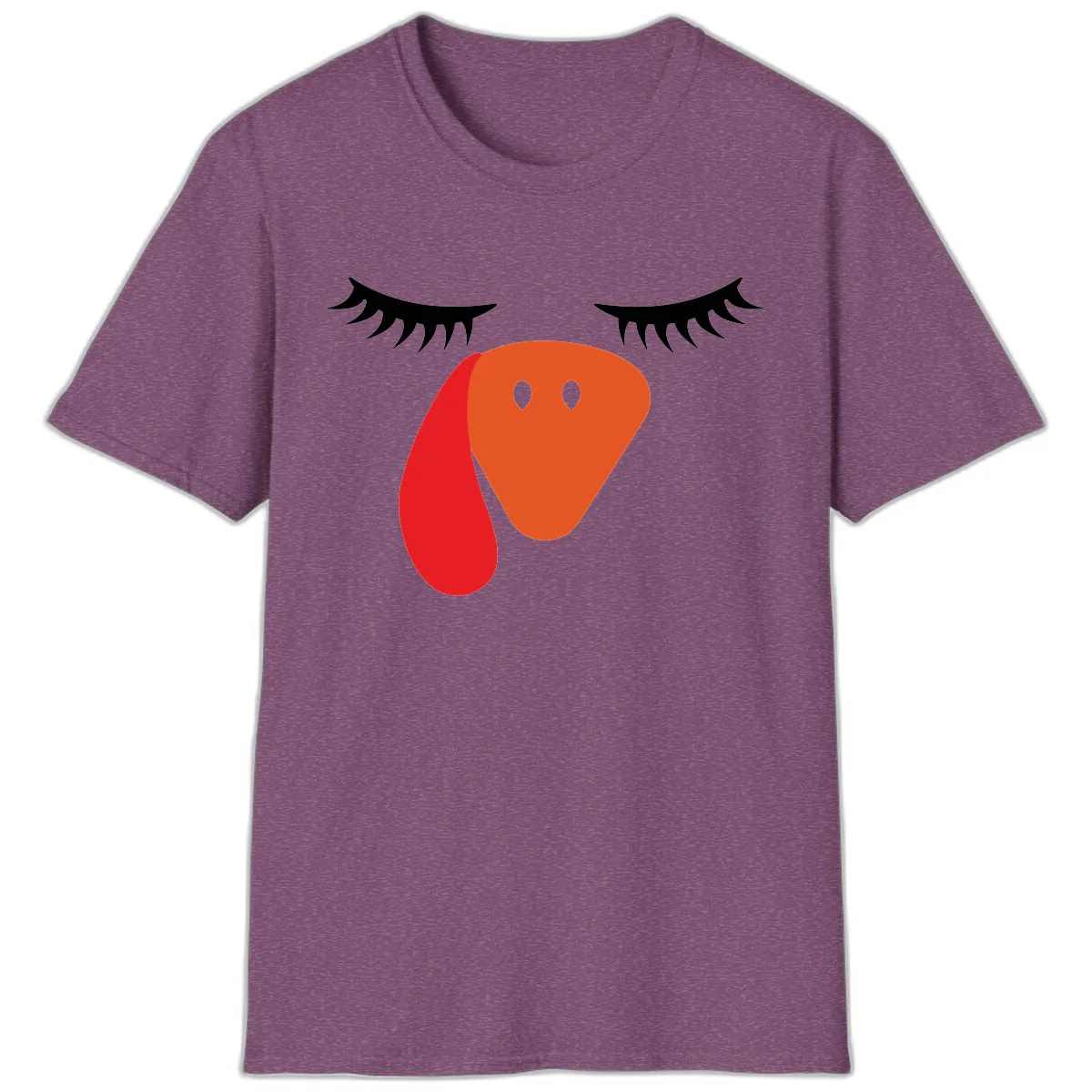 Funny Turkey Face Thanksgiving T-Shirt in Heather Maroon