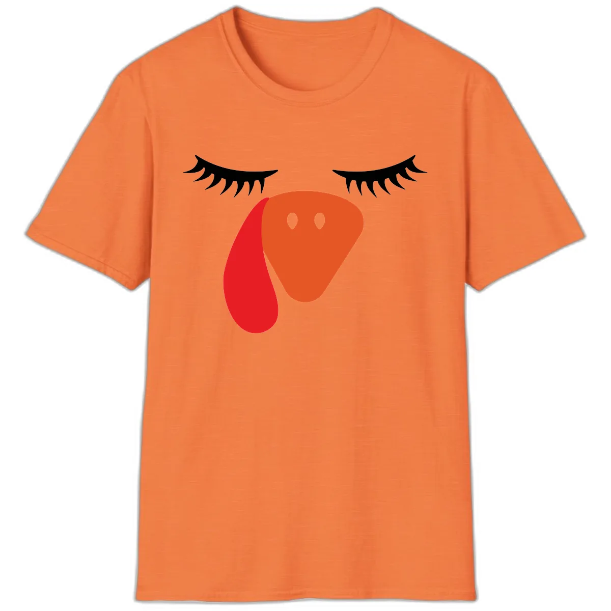 Funny Turkey Face Thanksgiving T-Shirt in Heather Orange