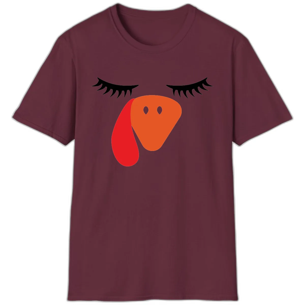 Funny Turkey Face Thanksgiving T-Shirt in Maroon