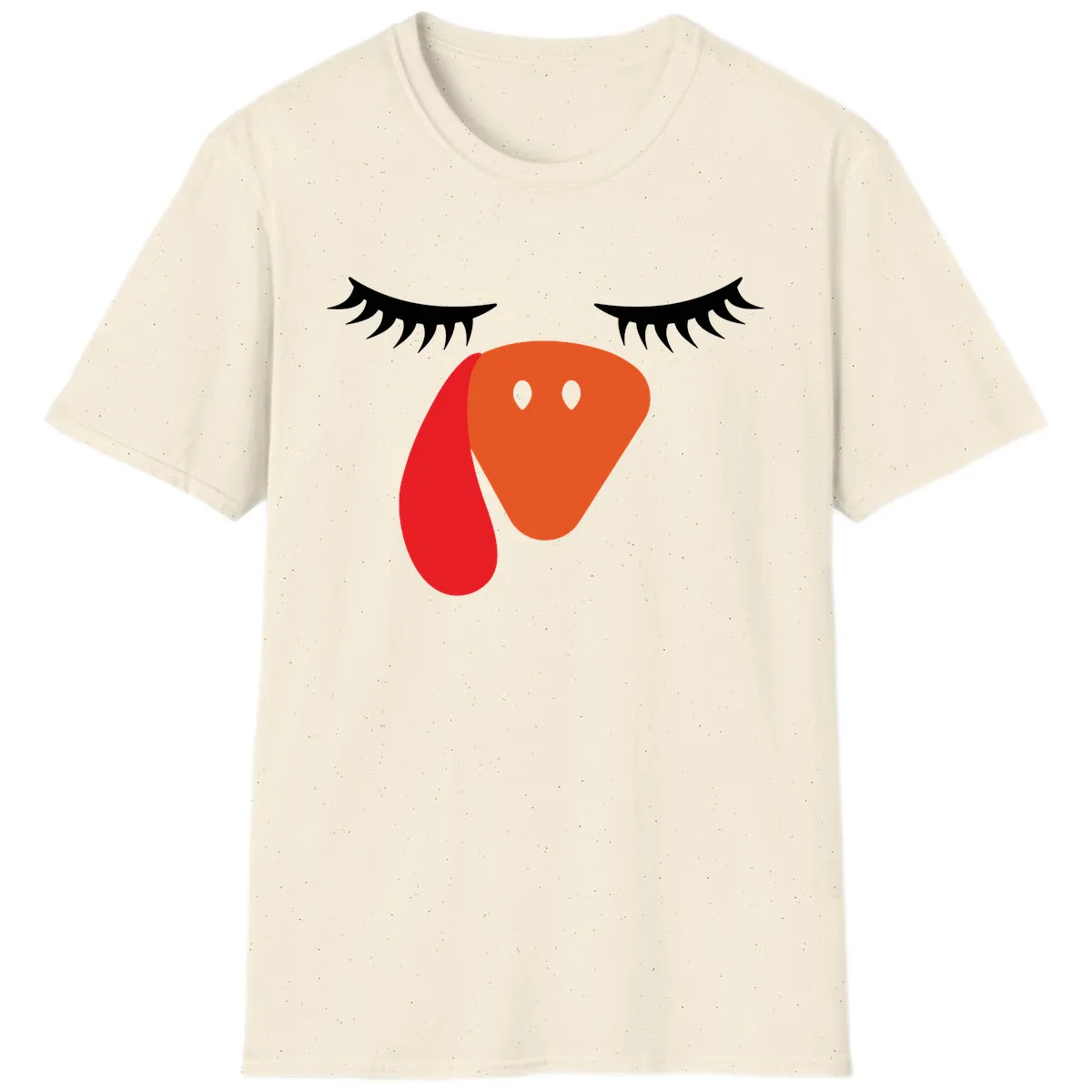 Funny Turkey Face Thanksgiving T-Shirt in Natural