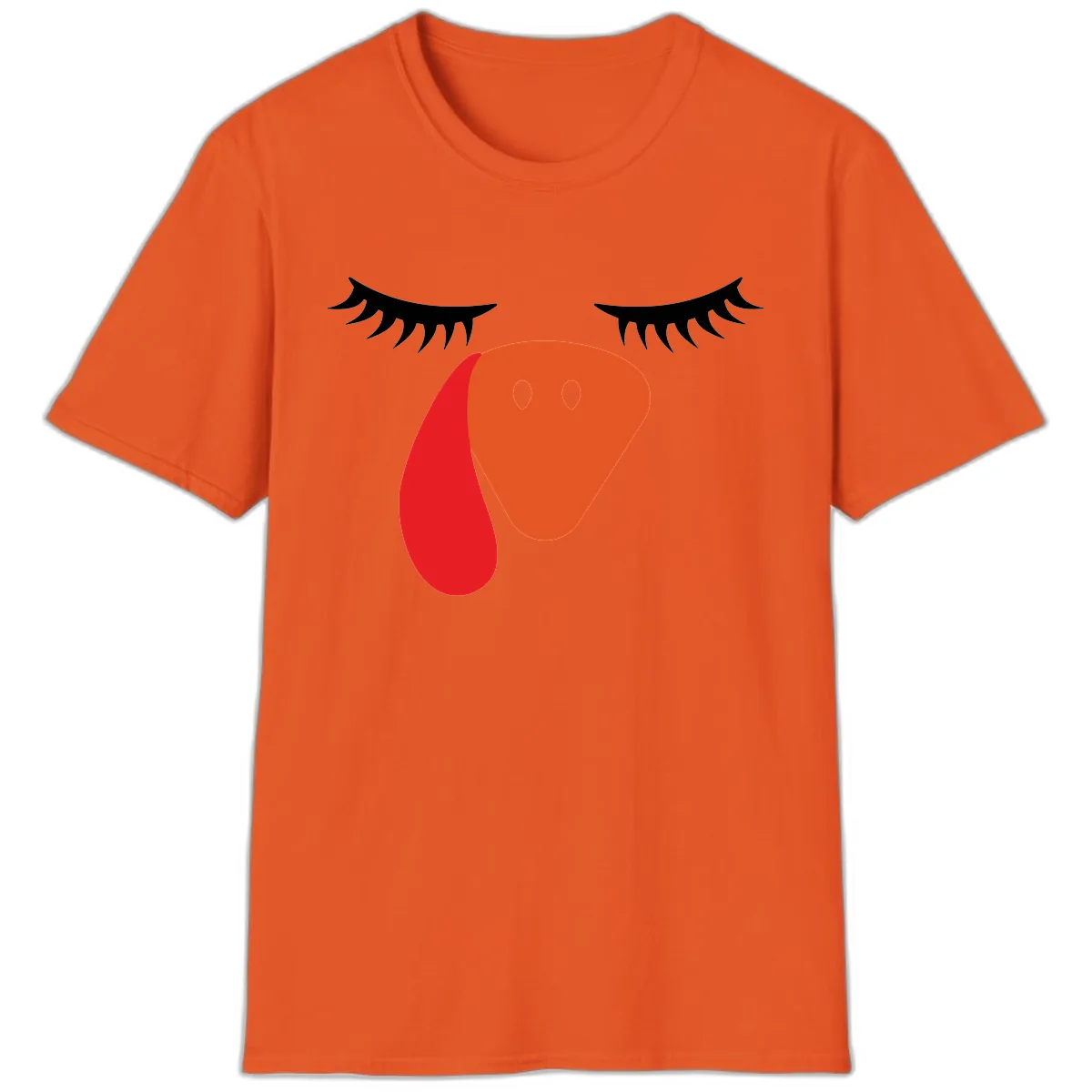 Funny Turkey Face Thanksgiving T-Shirt in Orange