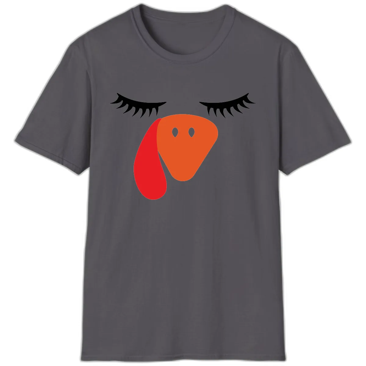 Funny Turkey Face Thanksgiving T-Shirt in Charcoal