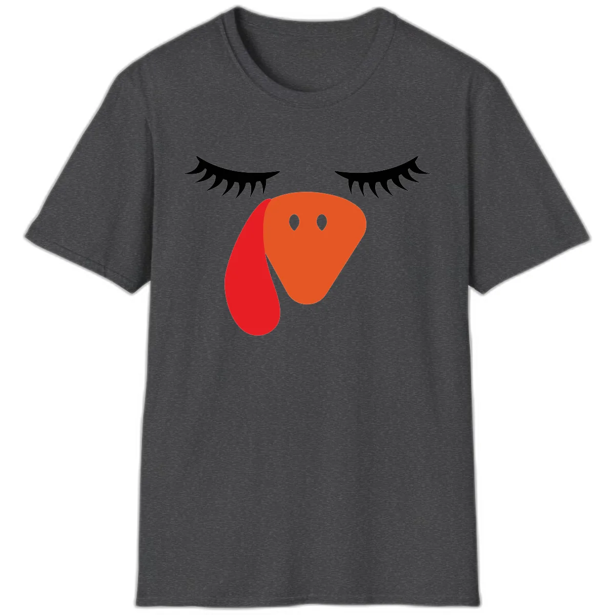 Funny Turkey Face Thanksgiving T-Shirt in Dark Heather