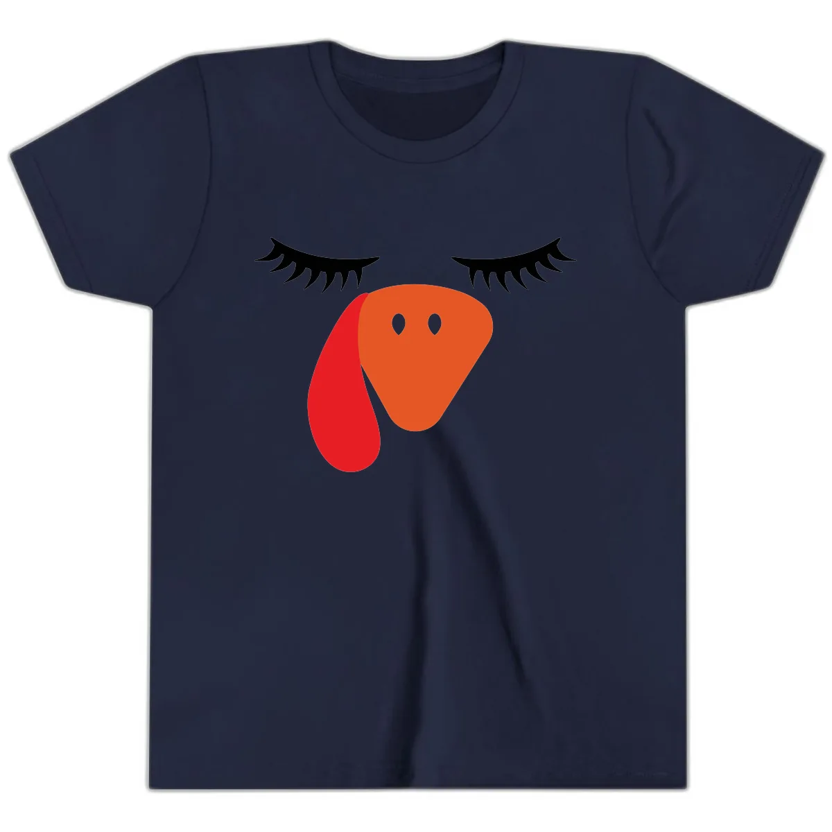 Funny Turkey Face Thanksgiving Youth T-Shirt in Navy