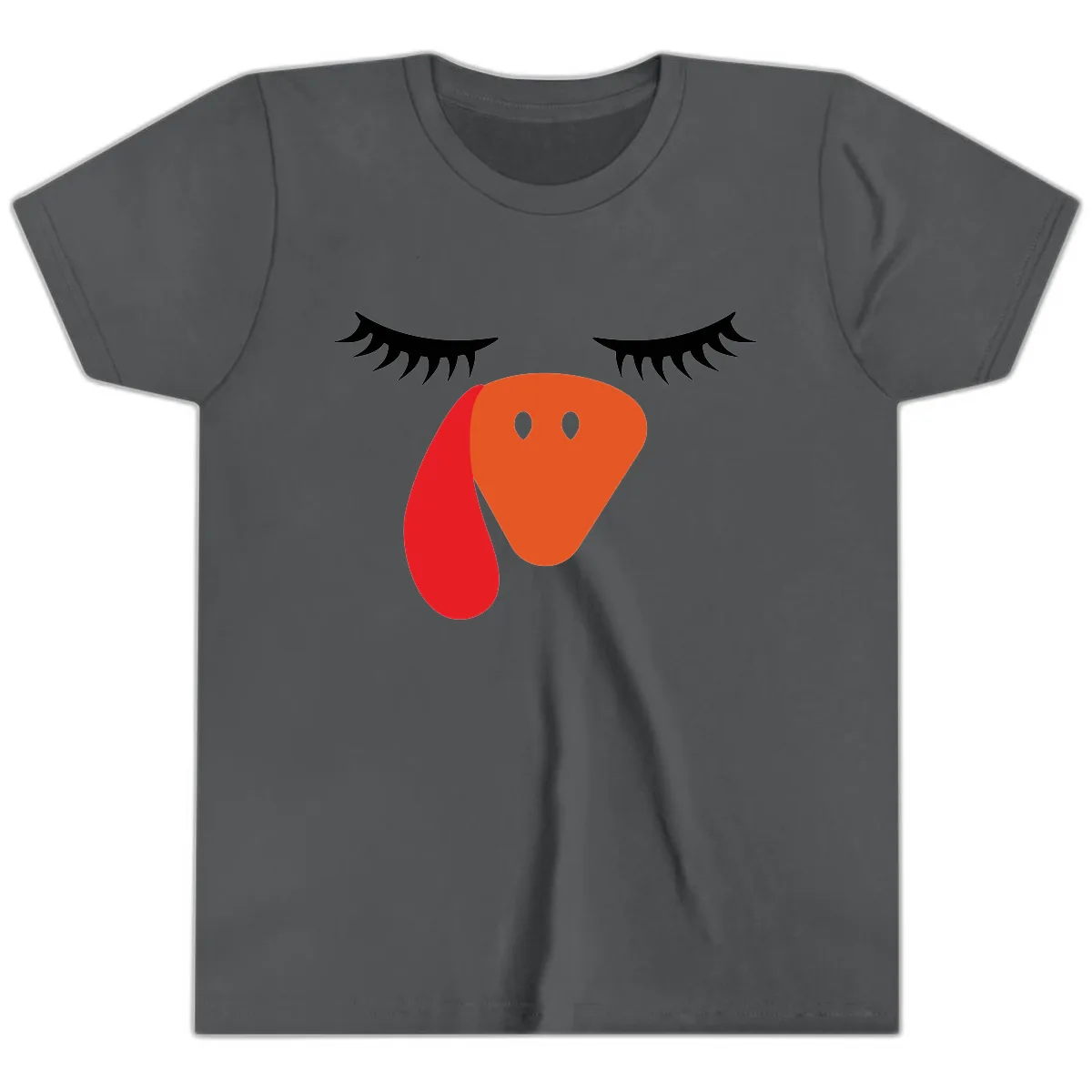 Funny Turkey Face Thanksgiving Youth T-Shirt in Asphalt