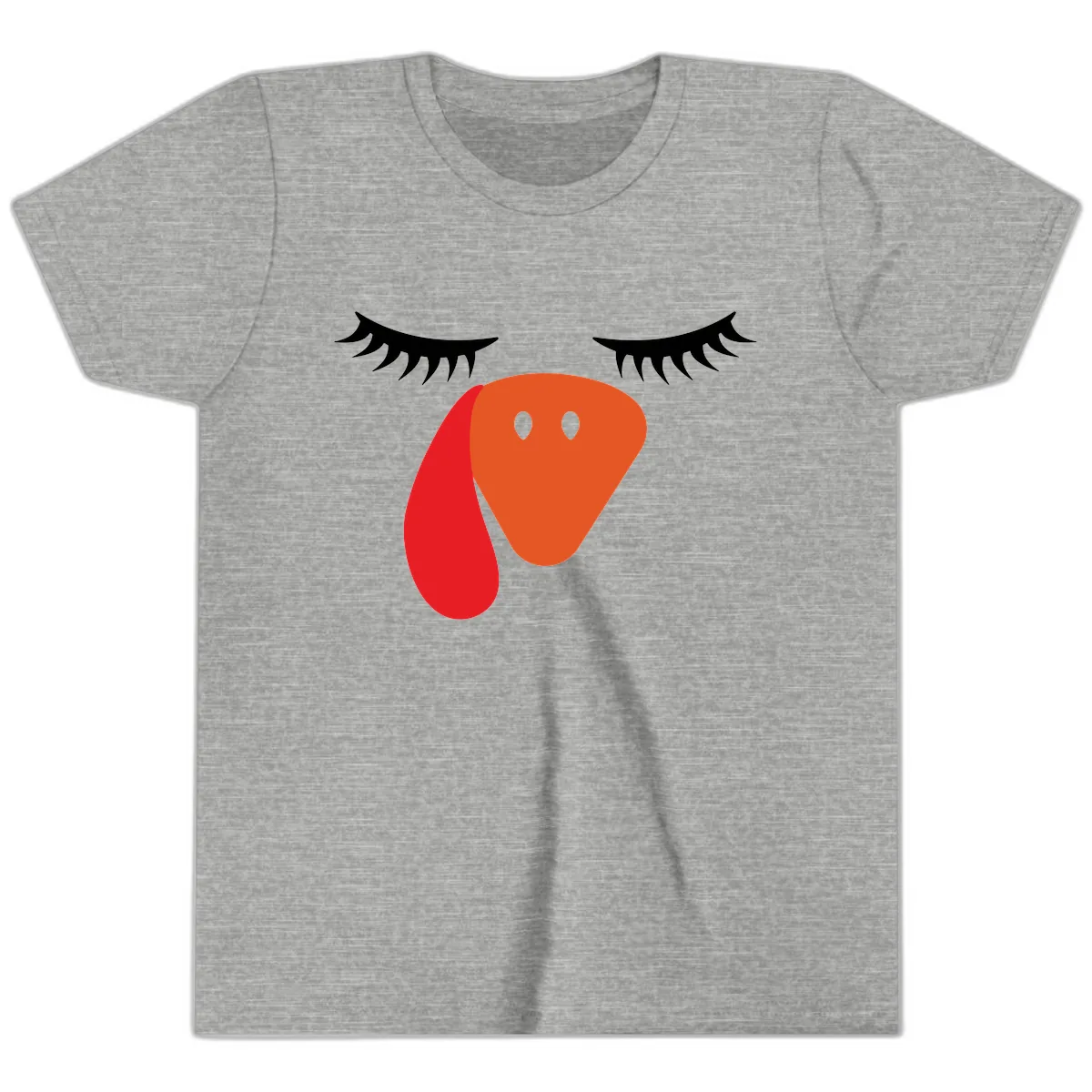 Funny Turkey Face Thanksgiving Youth T-Shirt in Athletic Heather