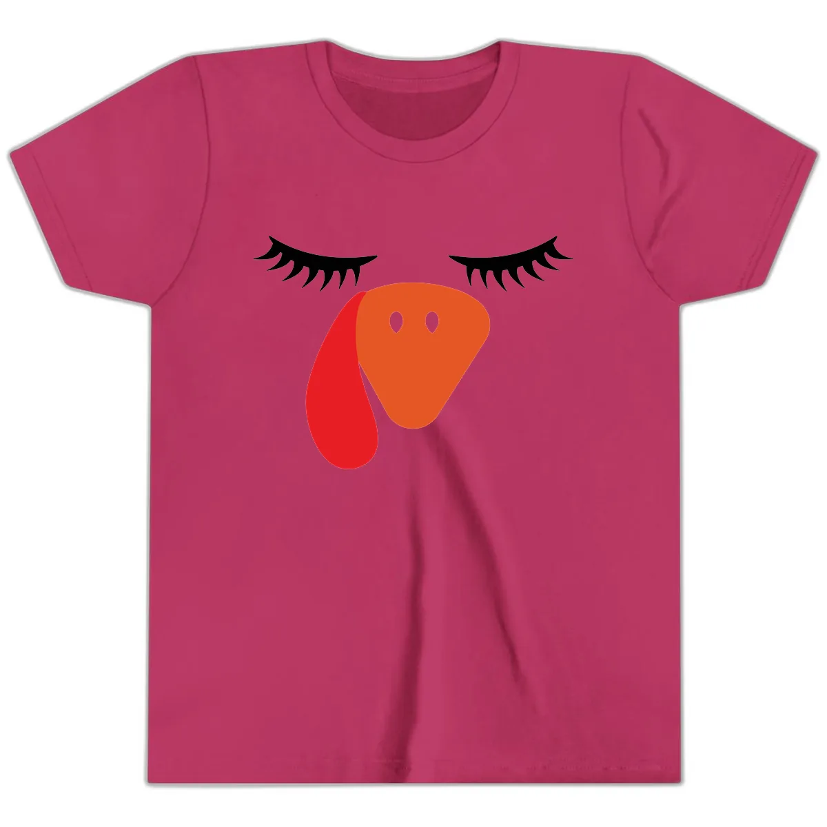 Funny Turkey Face Thanksgiving Youth T-Shirt in Berry