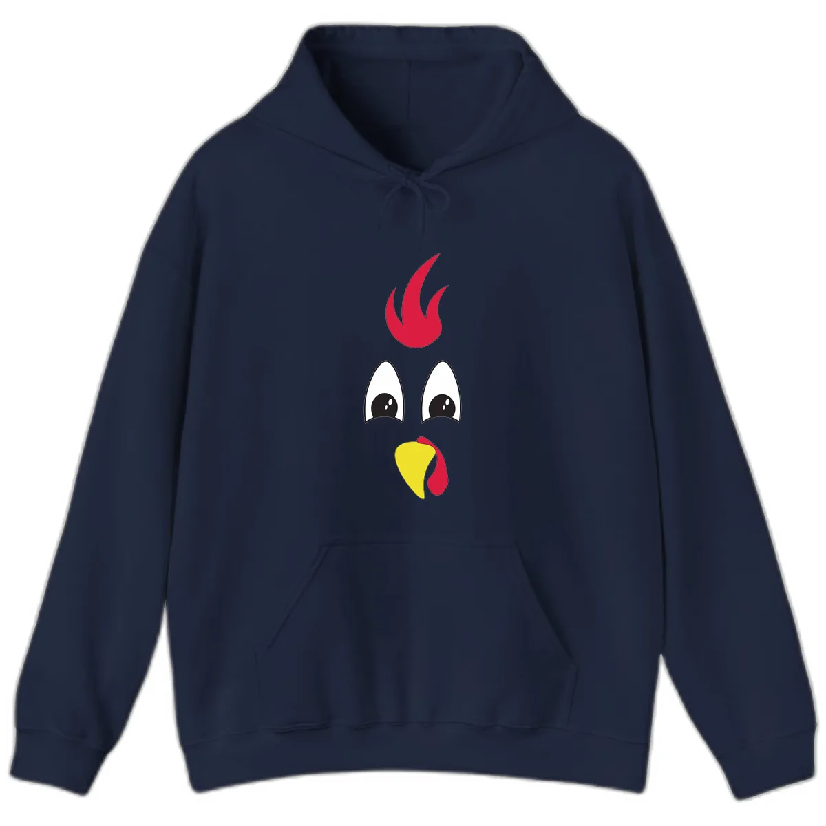 Rooster Face Turkey Trot Design Hoodie in Navy