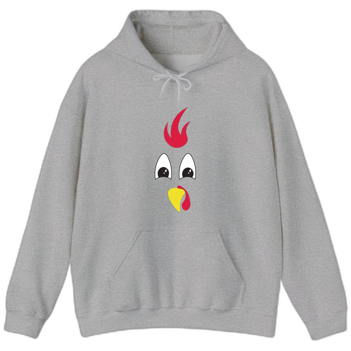 Rooster Face Turkey Trot Design Hoodie in Sport Grey