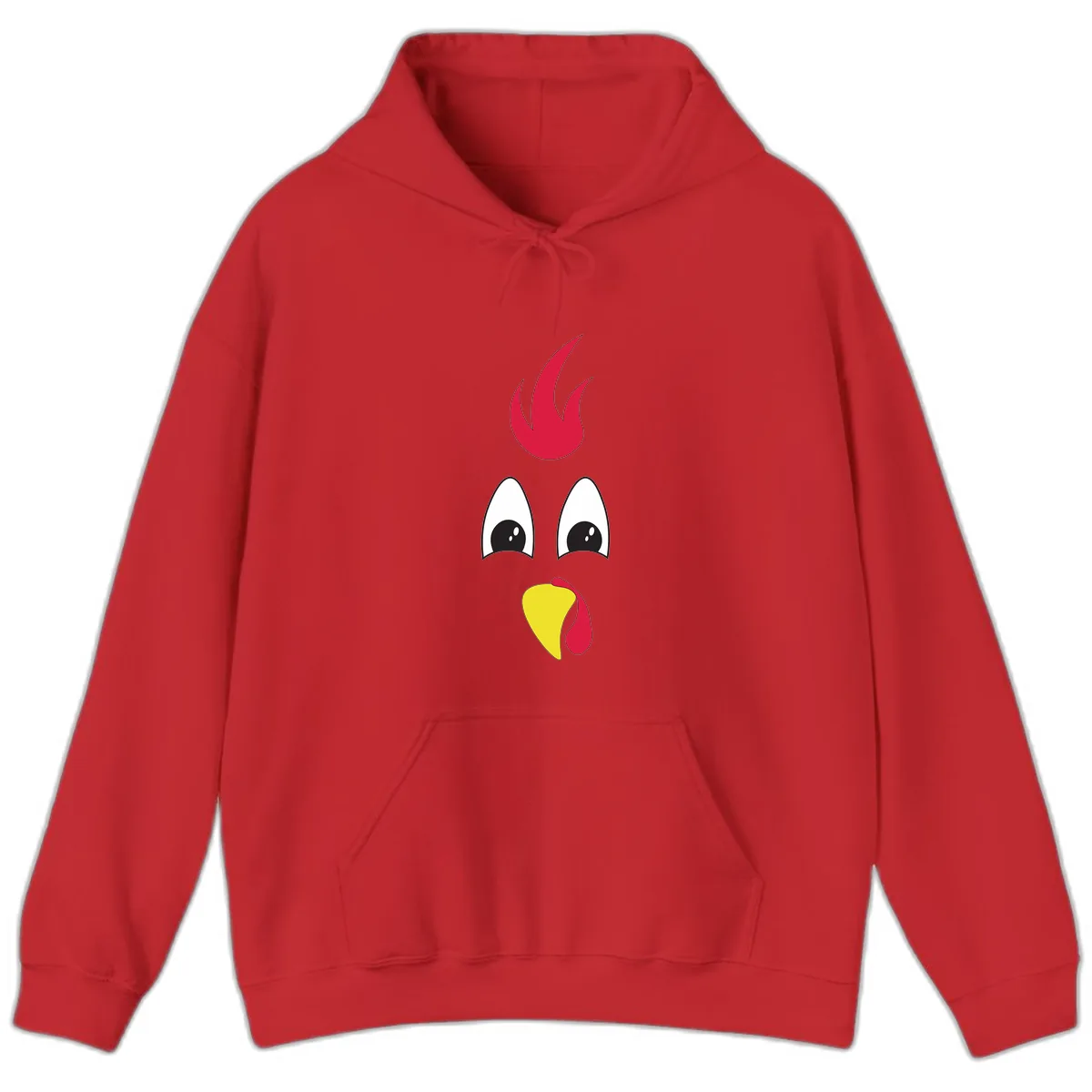 Rooster Face Turkey Trot Design Hoodie in Red