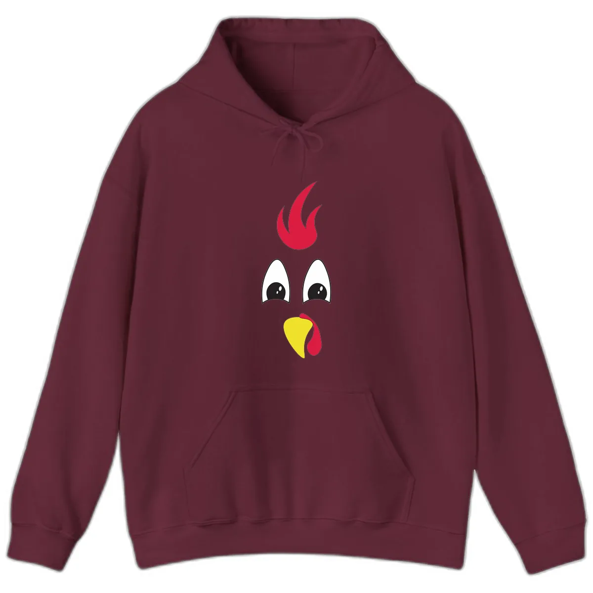 Rooster Face Turkey Trot Design Hoodie in Maroon