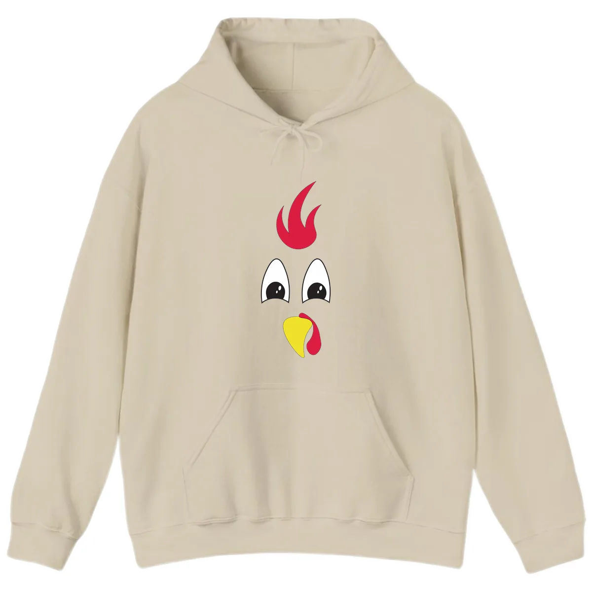 Rooster Face Turkey Trot Design Hoodie in Sand