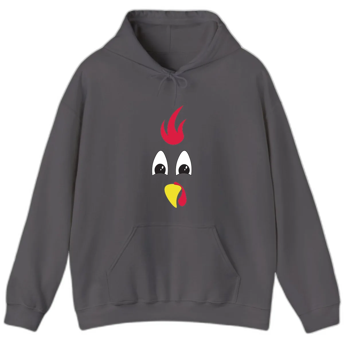 Rooster Face Turkey Trot Design Hoodie in Charcoal
