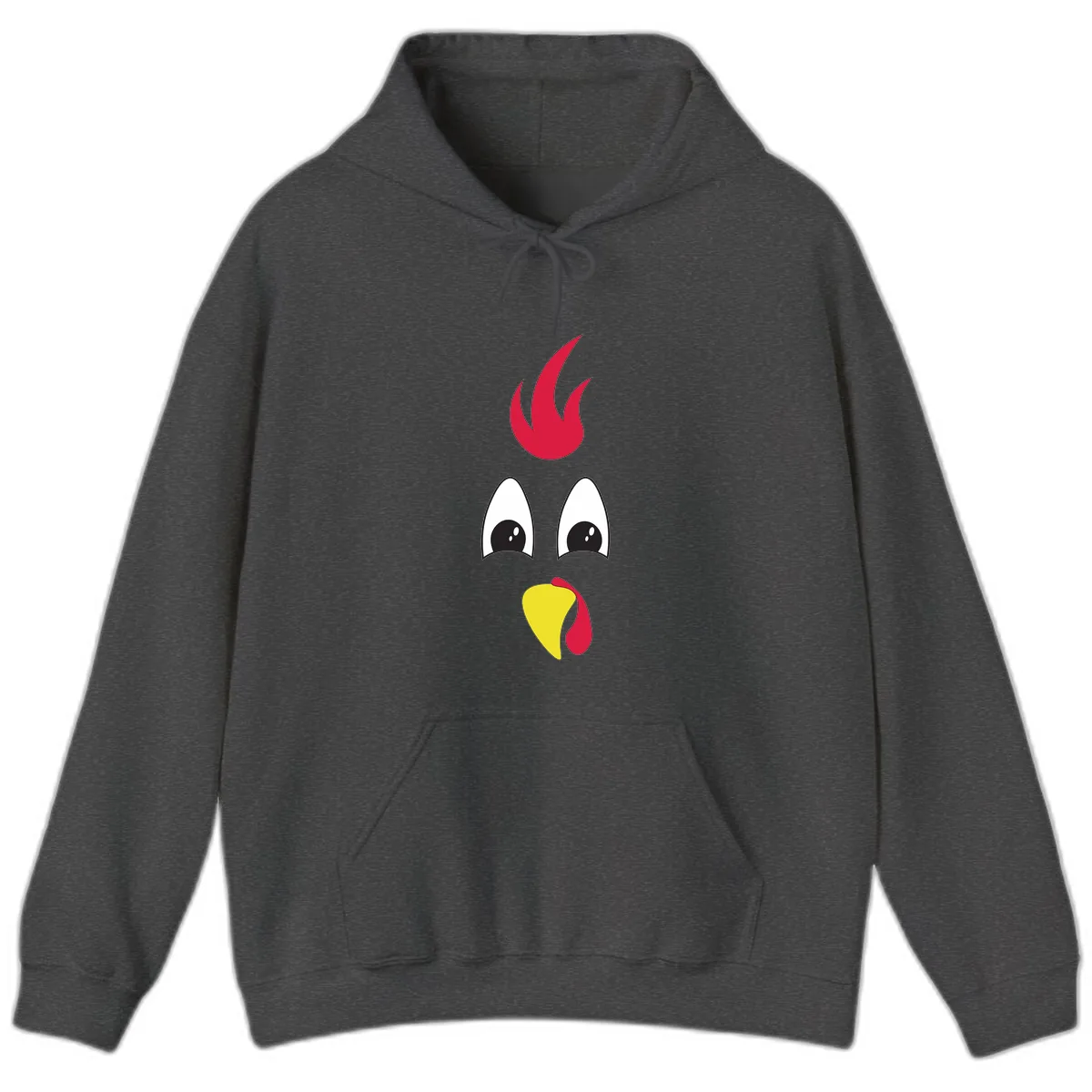 Rooster Face Turkey Trot Design Hoodie in Dark Heather