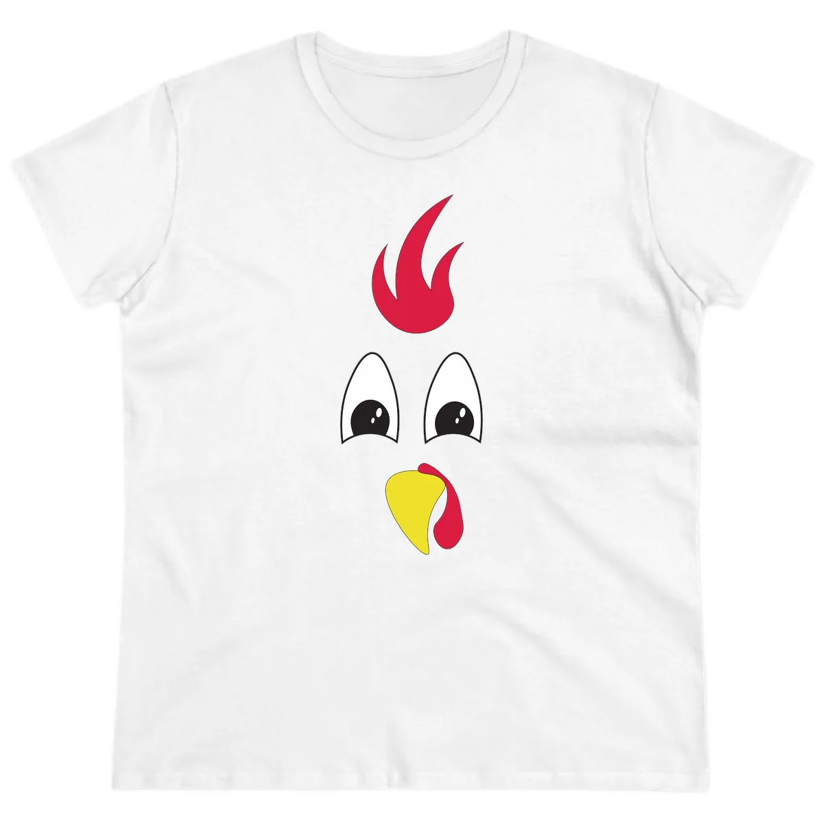 Rooster Face Turkey Trot Design Ladies Tee in White