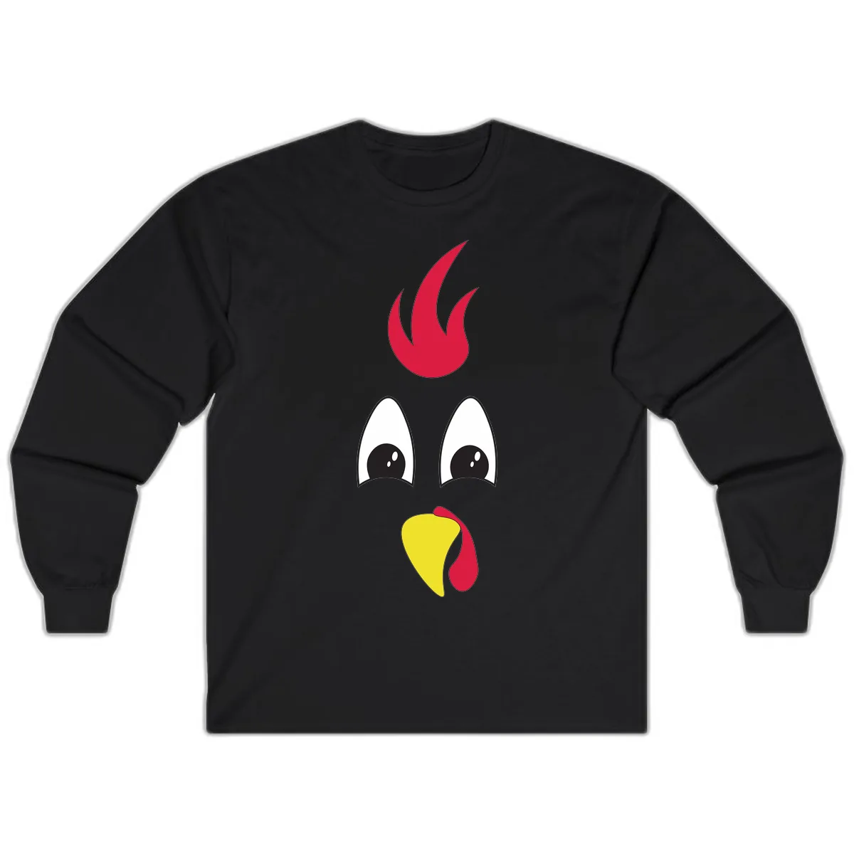 Rooster Face Turkey Trot Design Long Sleeve in Black