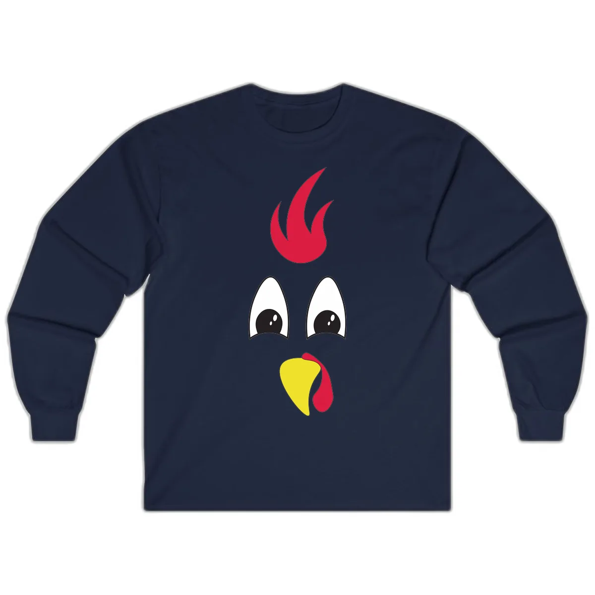 Rooster Face Turkey Trot Design Long Sleeve in Navy