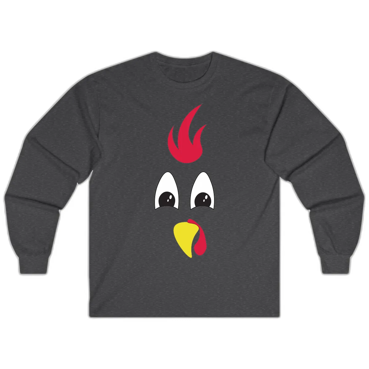 Rooster Face Turkey Trot Design Long Sleeve in Dark Heather