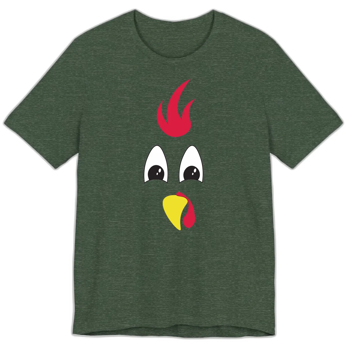 Rooster Face Turkey Trot Design Premium T-Shirt in Heather Forest