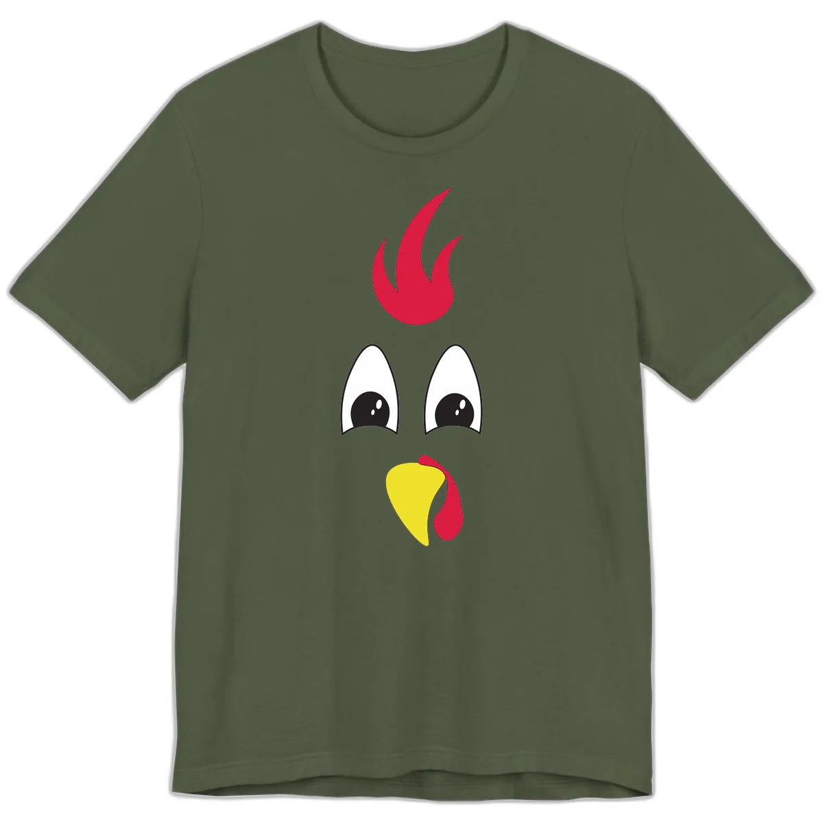 Rooster Face Turkey Trot Design Premium T-Shirt in Military Green