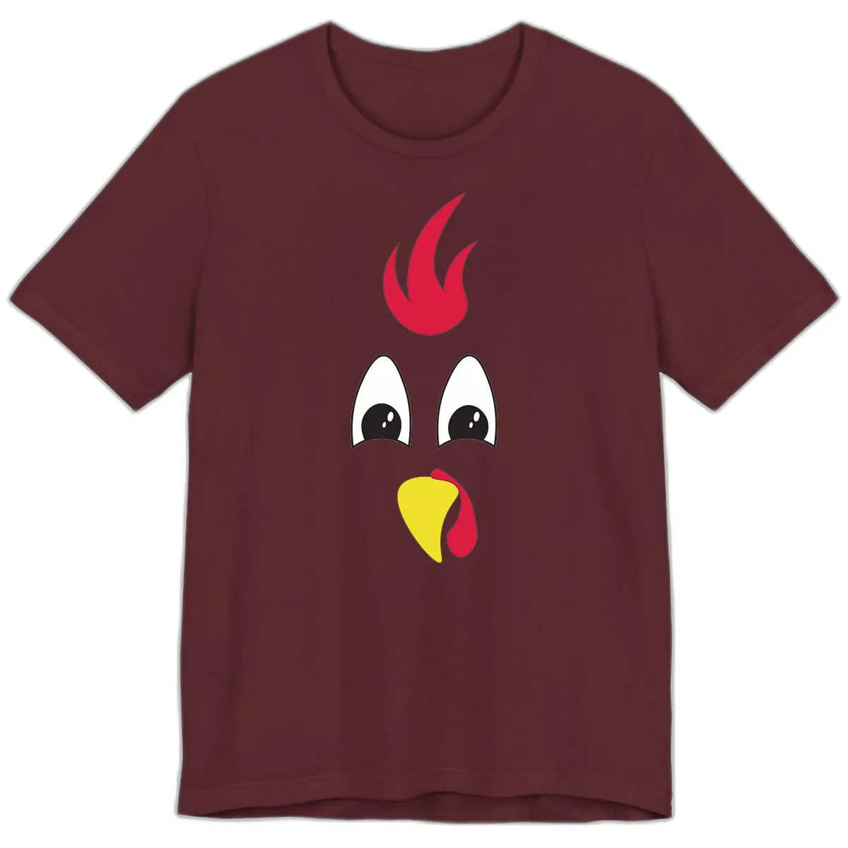 Rooster Face Turkey Trot Design Premium T-Shirt in Maroon