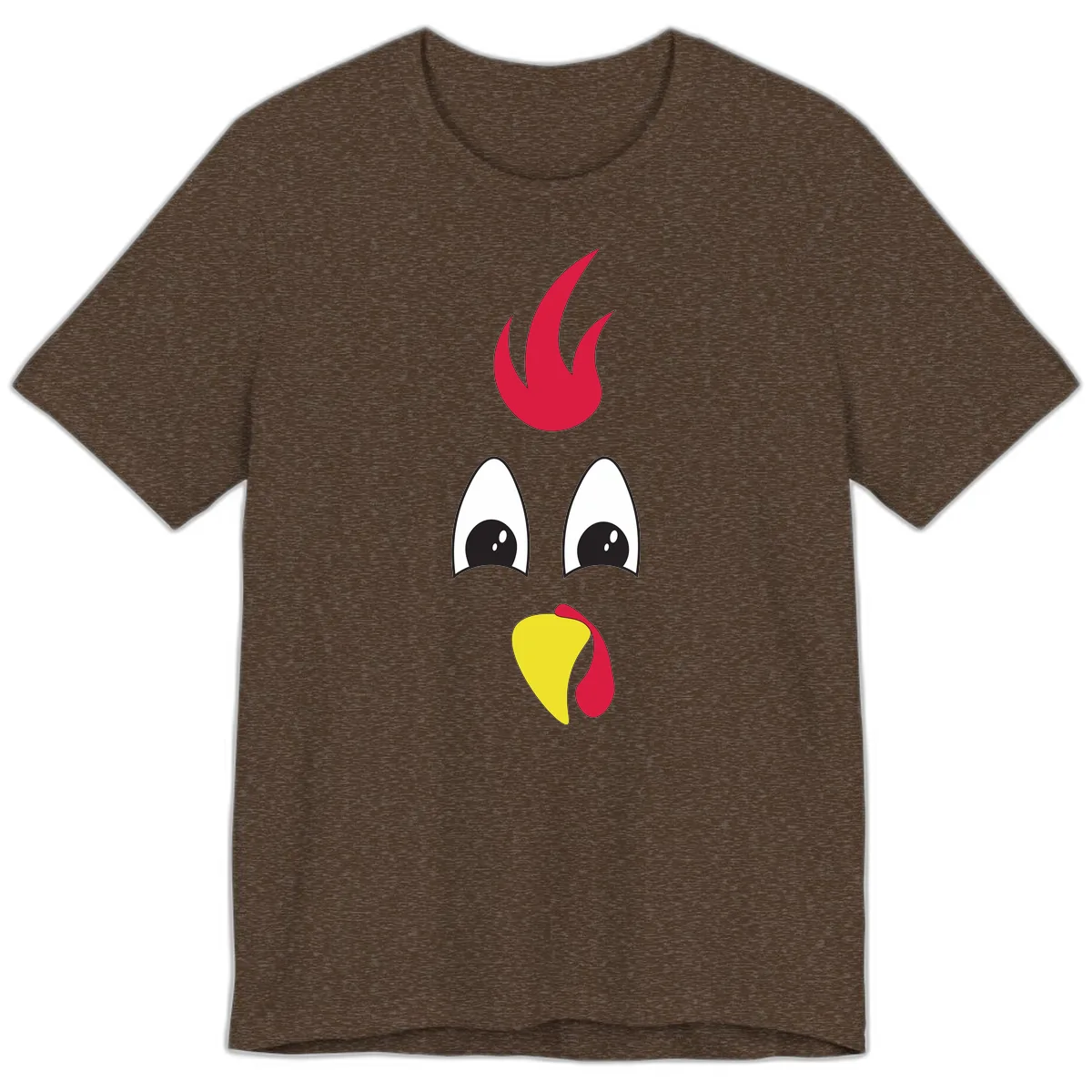 Rooster Face Turkey Trot Design Premium T-Shirt in Heather Brown