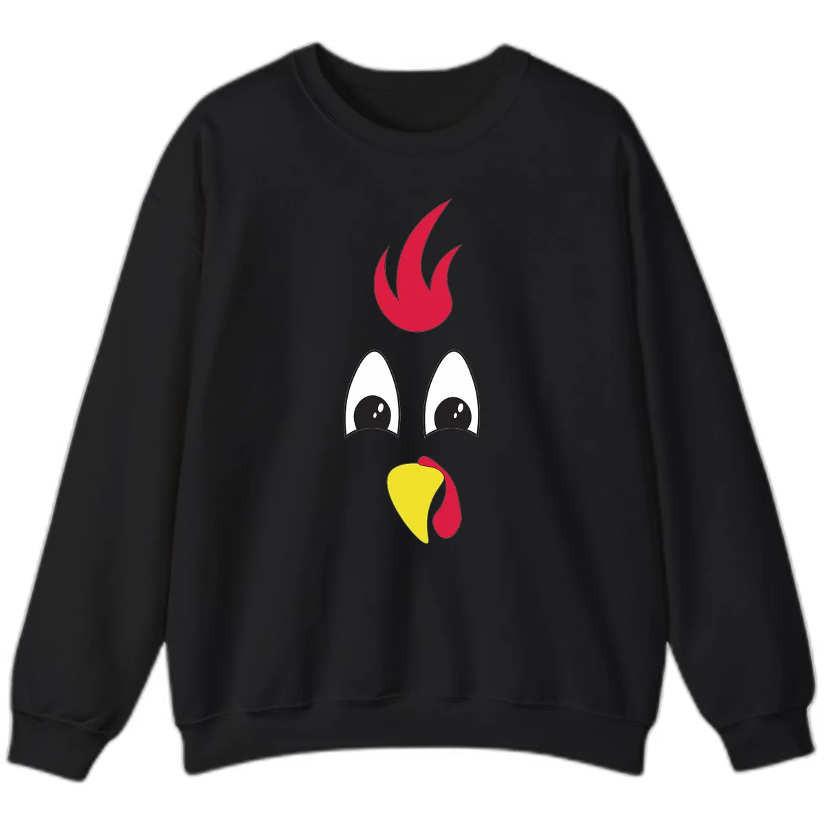 Rooster Face Turkey Trot Design Sweatshirt in Black