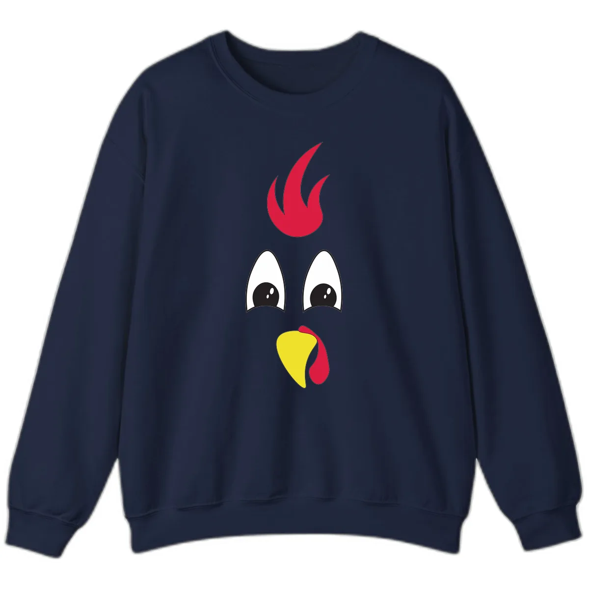 Rooster Face Turkey Trot Design Sweatshirt in Navy