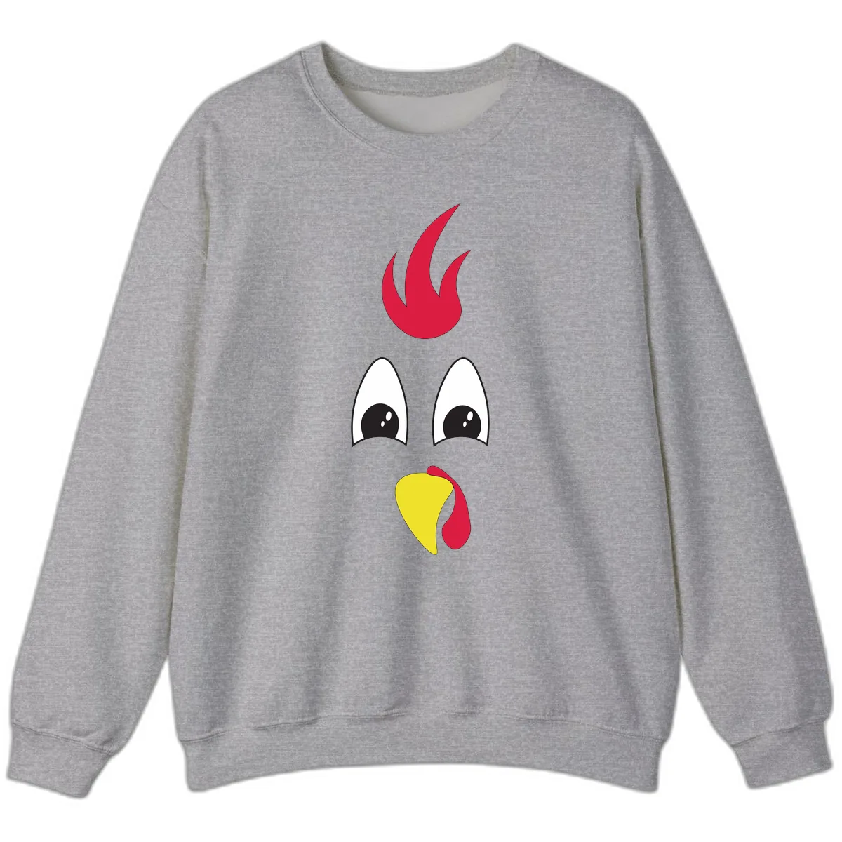 Rooster Face Turkey Trot Design Sweatshirt in Sport Grey