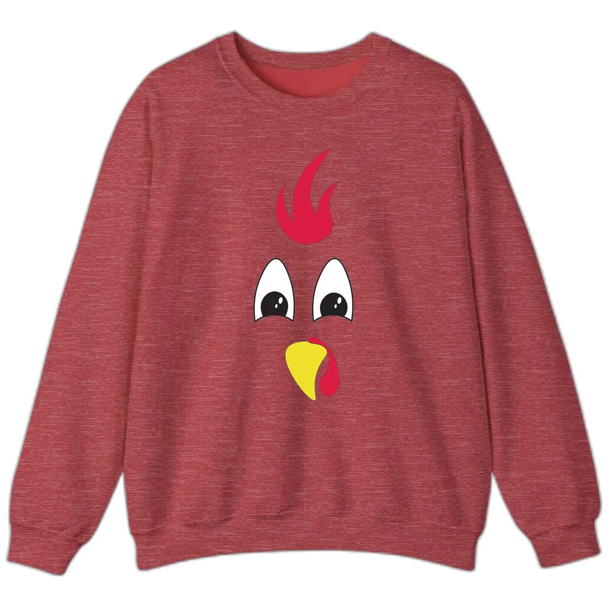 Rooster Face Turkey Trot Design Sweatshirt in Heather Scarlet Red