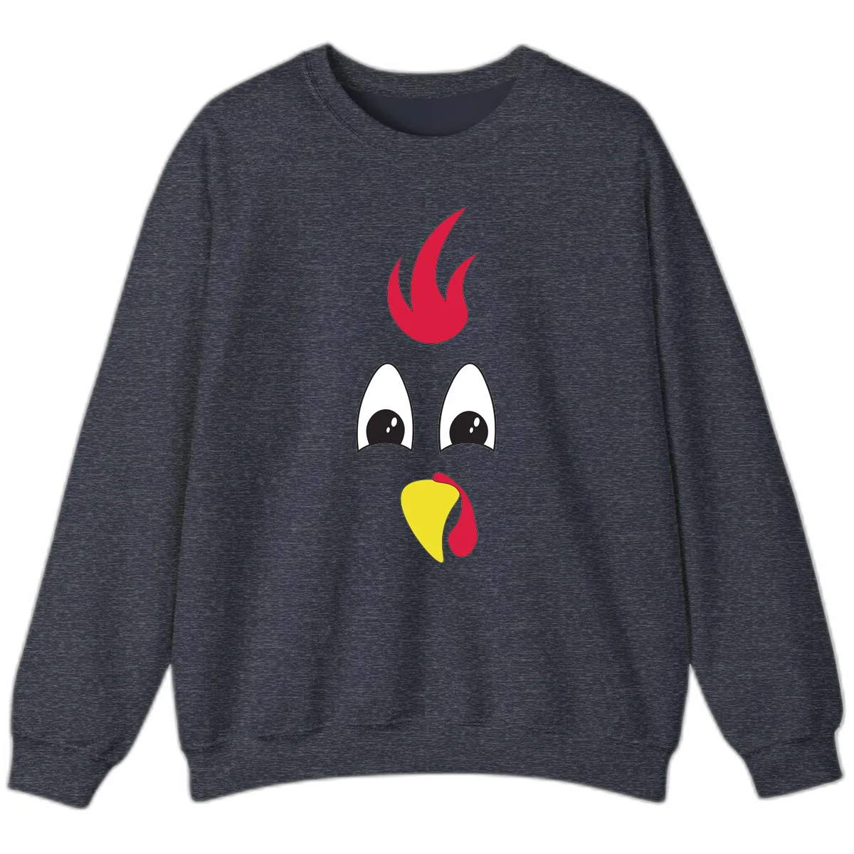 Rooster Face Turkey Trot Design Sweatshirt in Heather Sport Dark Navy