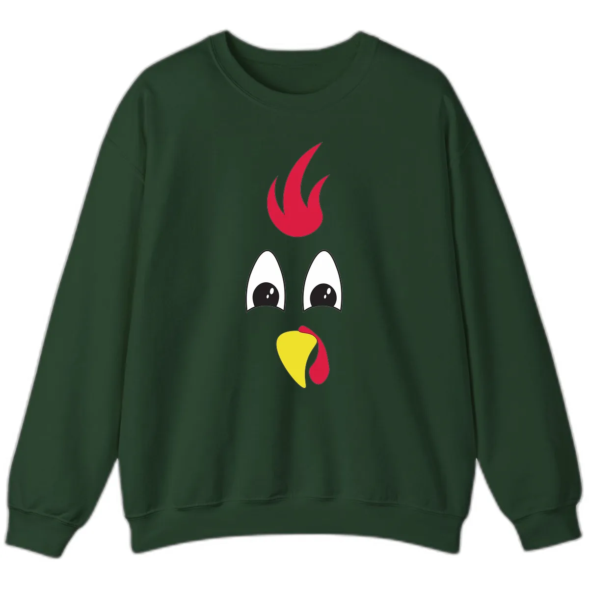 Rooster Face Turkey Trot Design Sweatshirt in Forest Green