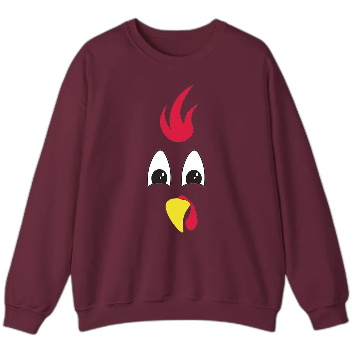 Rooster Face Turkey Trot Design Sweatshirt in Maroon