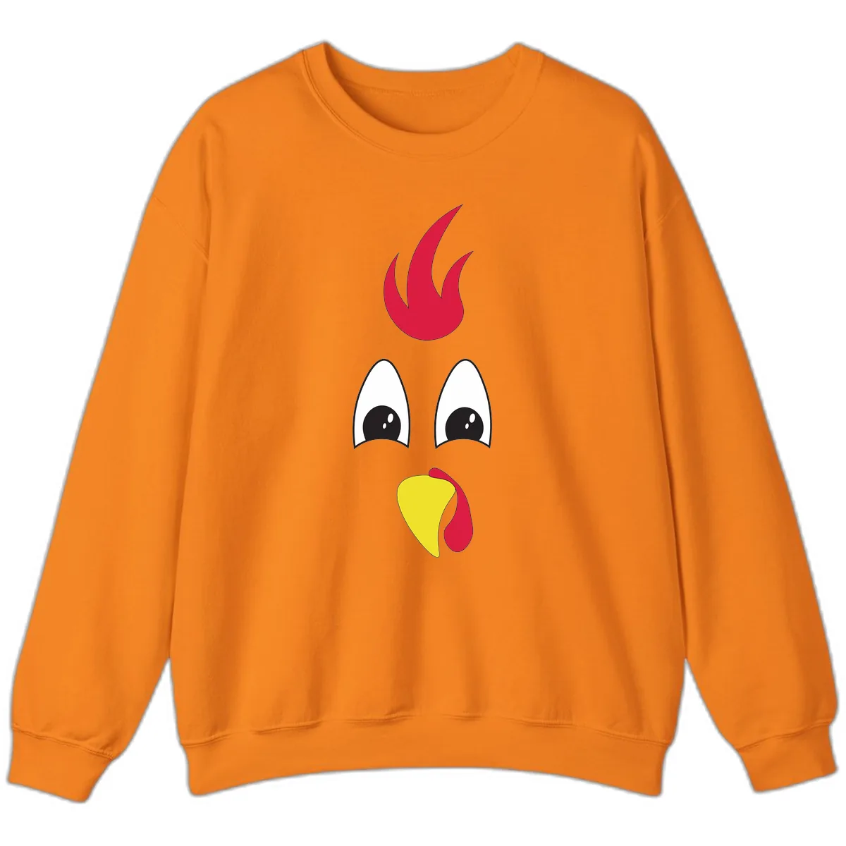 Rooster Face Turkey Trot Design Sweatshirt in Safety Orange